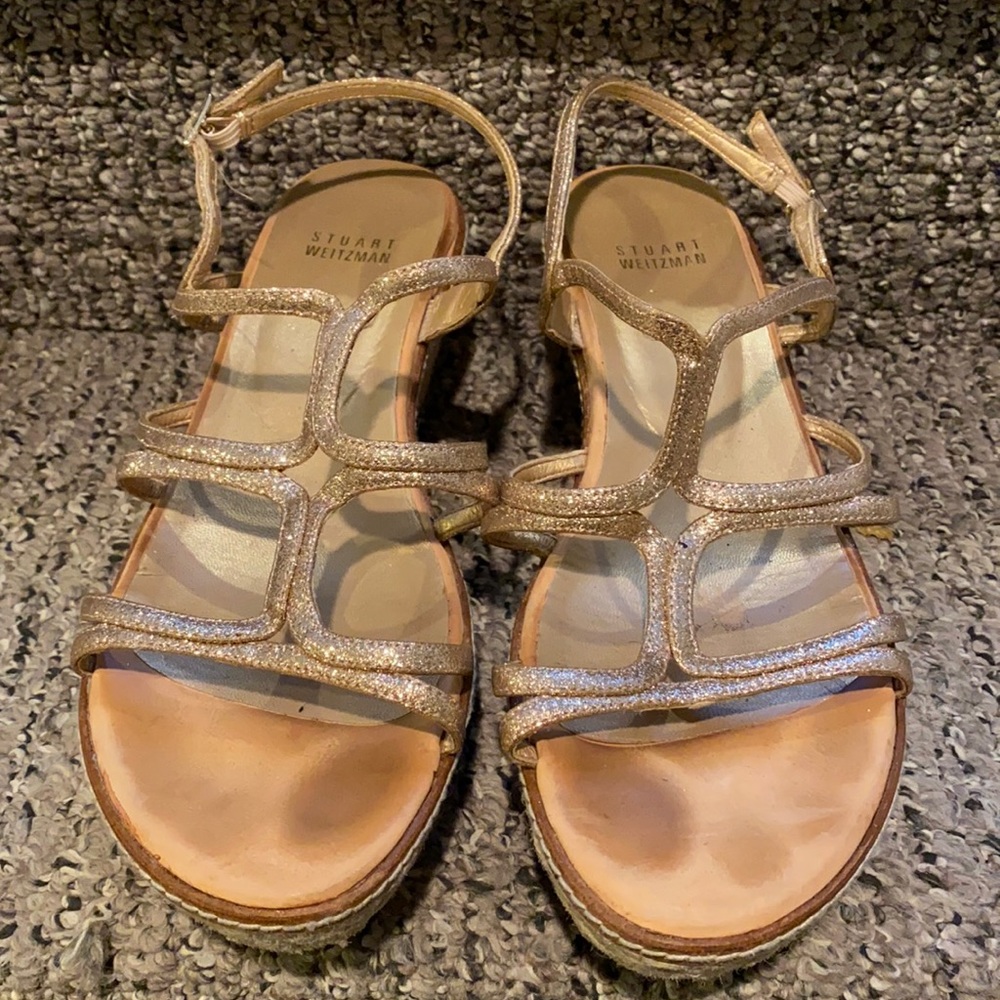 Stuart Weitzman Platform Glitter Espadrilles Size… - image 2